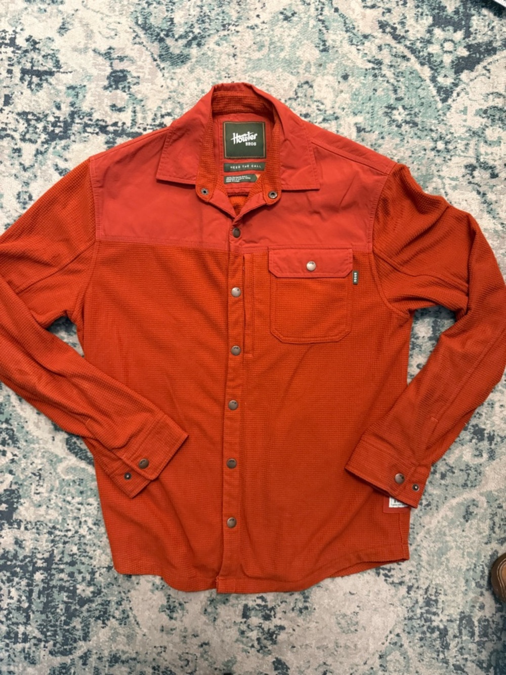 Howler Brothers Men's Vapors Polartech Grid Fleece in Rust Orange - Medium